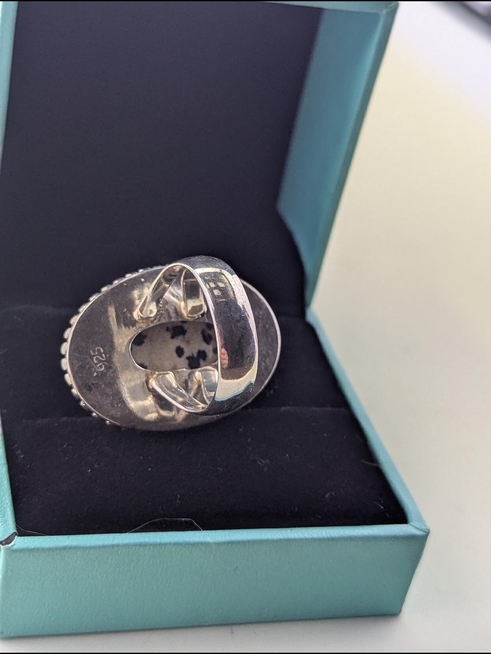 ✨ Vintage Statement Ring – Genuine Dalmatian Jasper & 925 Sterling Silver ✨ - Picture 4 of 7